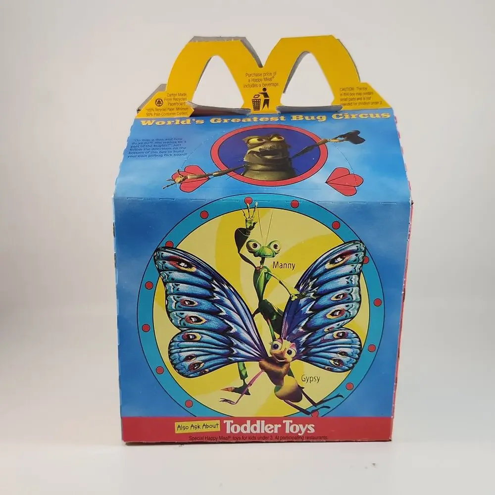 Vintage 1998 McDonald’s Happy Meal Box – Disney Pixar A Bug’s Life Circus Theme